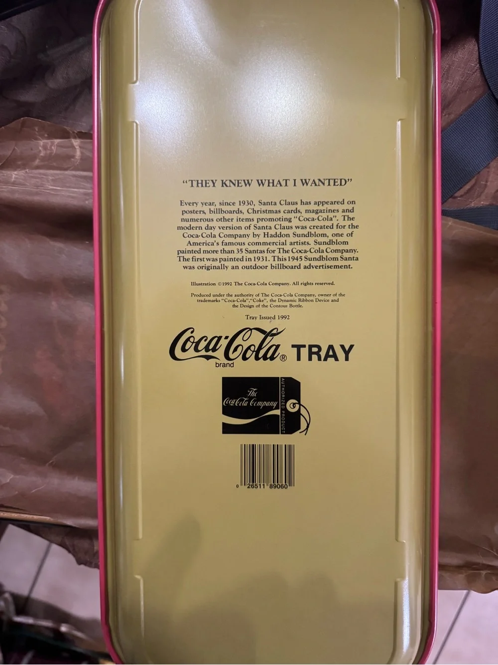 Coca Cola 1992 “They knew what i wanted” Santa Tray